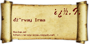 Árvay Irma névjegykártya
