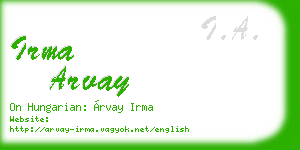 irma arvay business card